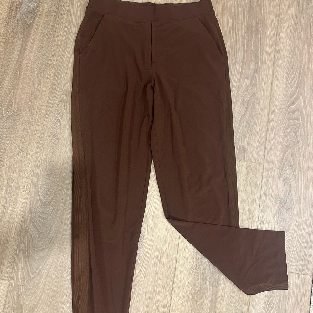 Athleta Brooklyn Ankle Pant Brown Ribbed Side Size 10T